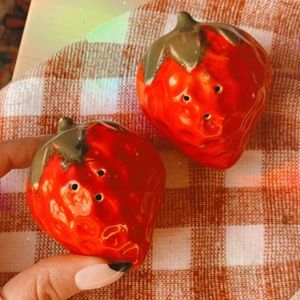 Vintage Strawberry Salt and Pepper Shakers